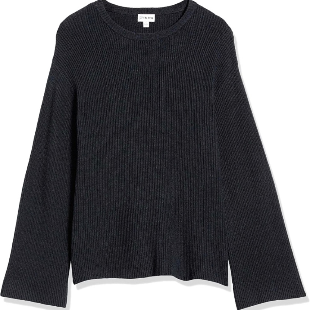 The Drop Women's Alice Crewneck Back Slit Ribbed Pullover Sweater